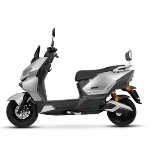 Modern electric scooter with sleek design, black and silver finish, suitable for urban commuting and eco-friendly transportation.