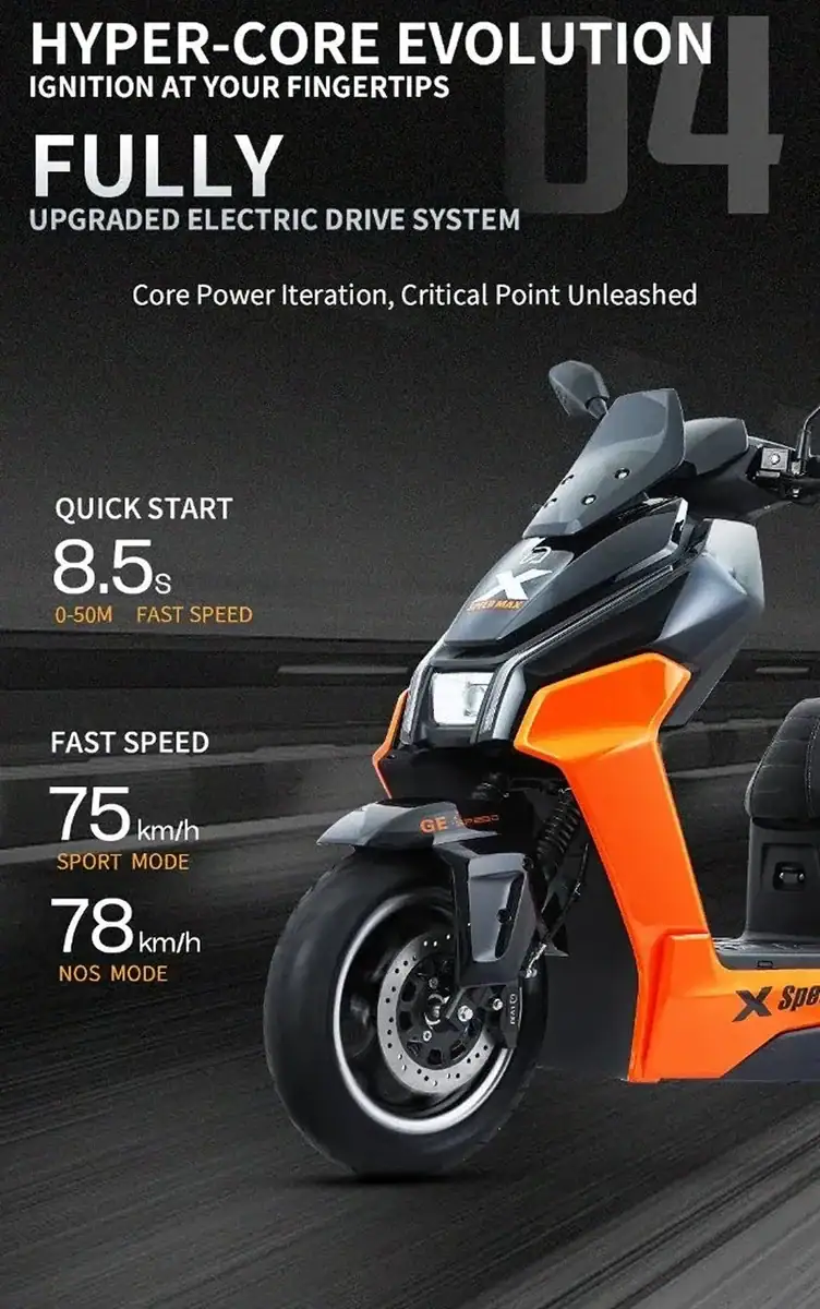 Modern X-ONE electric scooter showcasing advanced design, high speed, and electric drive system, ideal for urban commuting and performance enthusiasts.