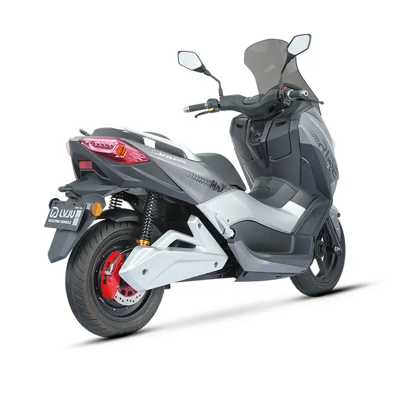 An image of a modern PHANTOM MAX scooter featuring a sleek design, comfortable seating, and advanced features suitable for city travel and outdoor exploration.