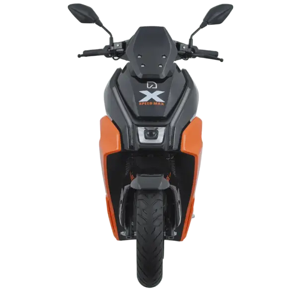 Modern X-ONE electric scooter with sleek design, black and orange color scheme, and advanced features for urban commuting.