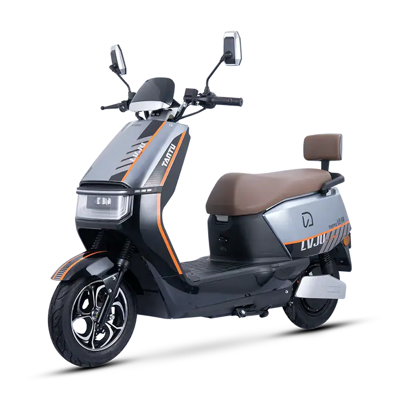 Modern TANTOUR electric scooter with sleek design, brown seat, and digital display, ideal for urban commuting and eco-friendly transportation.