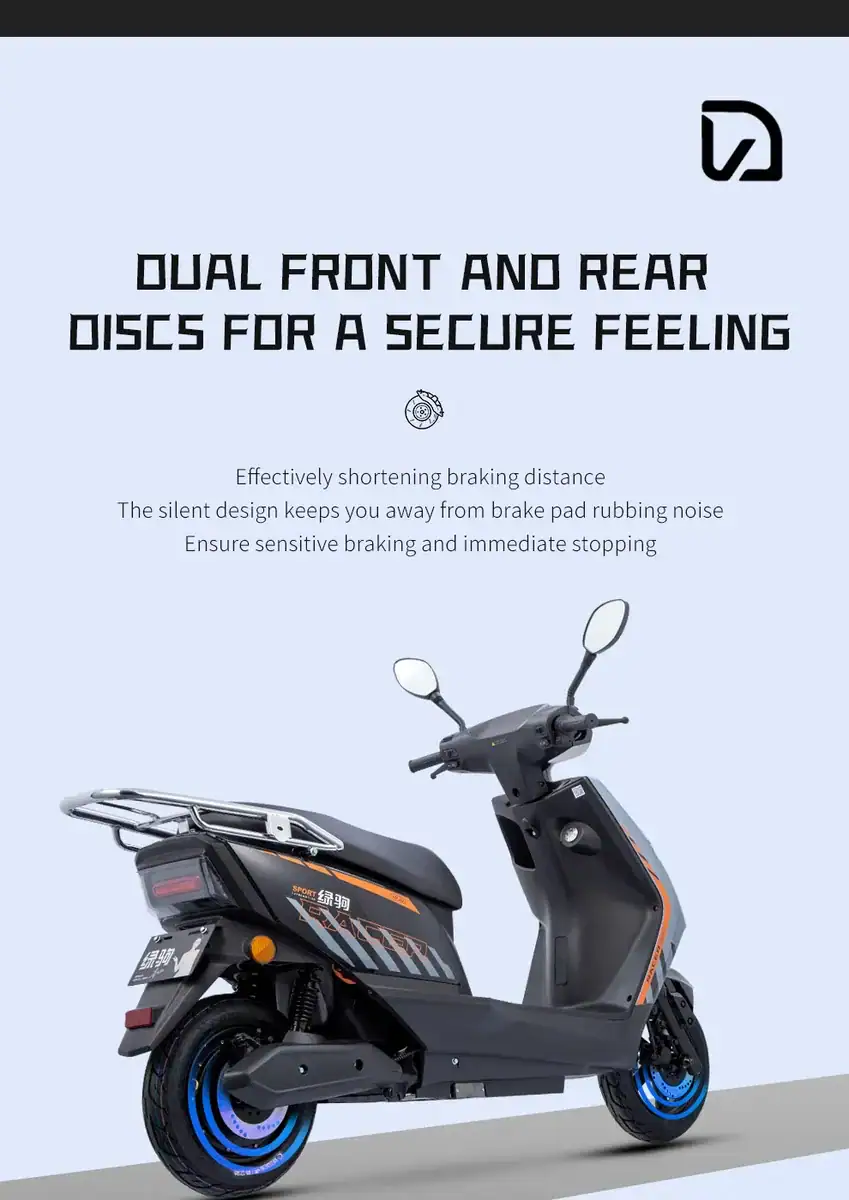 Dual front and rear disc brakes for enhanced safety and control on your adventure rides. Designed to improve braking efficiency, reduce stopping distance, and ensure rider confidence in various terrai.