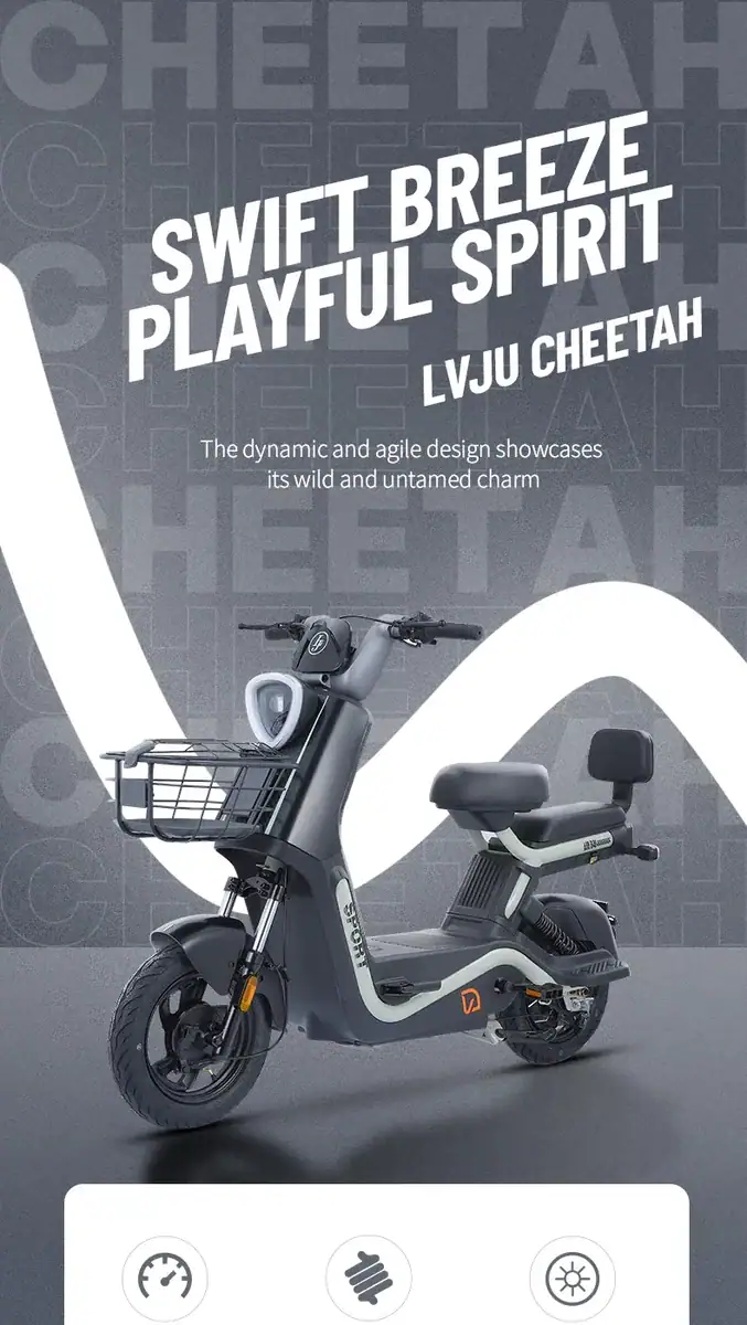 Modern electric scooter with sleek design, featuring a front basket, comfortable seat, and digital display, ideal for city commuting and eco-friendly transportation.