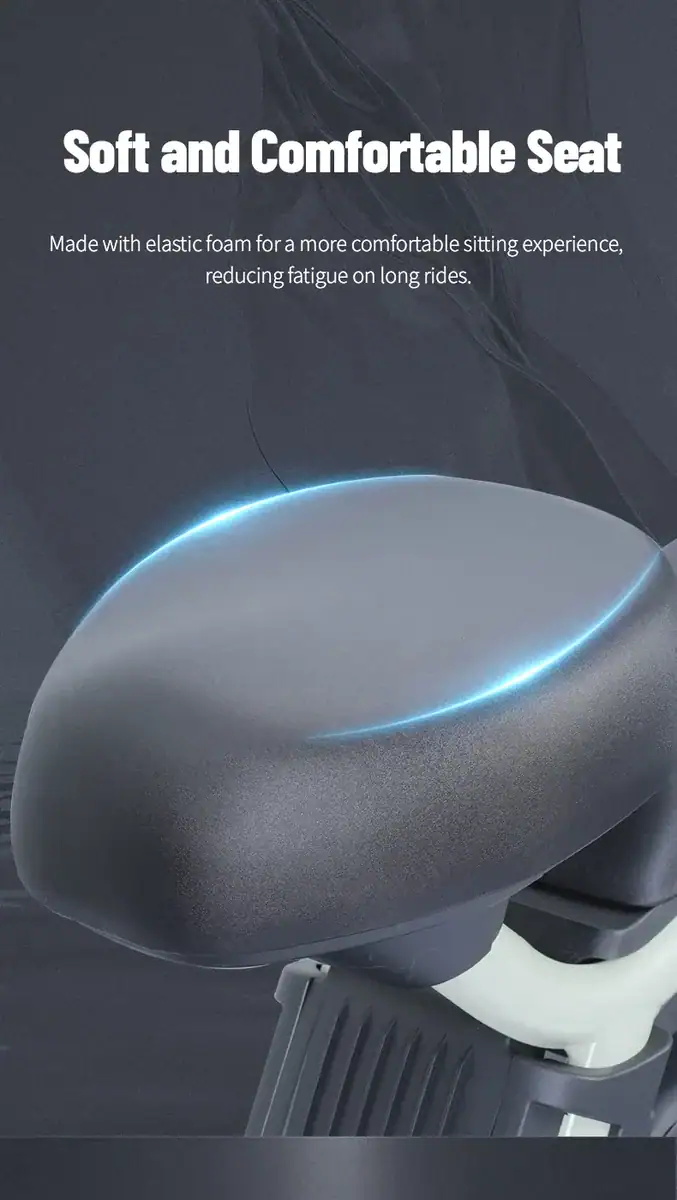 Ergonomic exercise bike seat with elastic foam for enhanced comfort and reduced fatigue during long rides. Ideal for home gym and cycling enthusiasts.