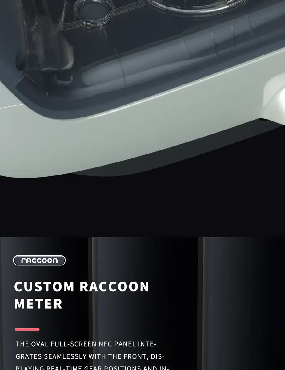 NFC-enabled Raccoon meter seamlessly integrates with front panel for real-time gear position monitoring.