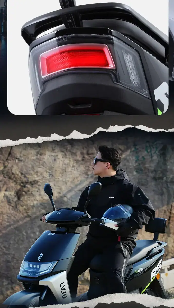 LED tail light with integrated turn signals for electric bikes and scooters.