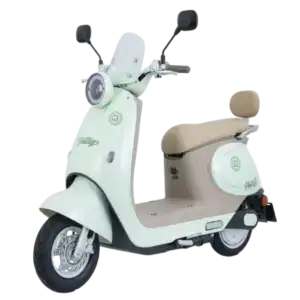 Vintage-style electric scooter ideal for delivering sweet tea, featuring a retro design with a beige and white color scheme, perfect for food and beverage delivery services.