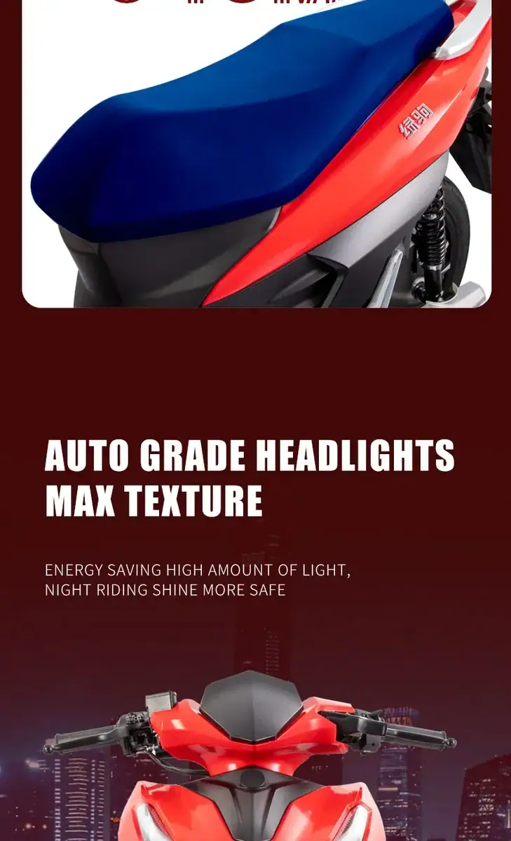 Close-up of a blue motorcycle seat cover with a sleek design, highlighting its high-quality material and fit for enhanced comfort and style on the Waichan motorcycle.