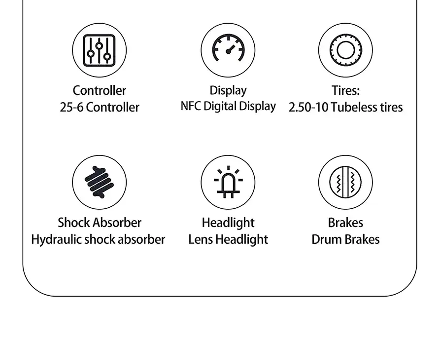 Smartwatch with NFC display, shock absorber, LED headlight, and tubeless tires.