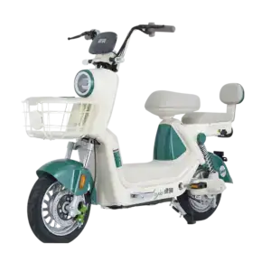 Electric scooter with modern design, front basket, and eco-friendly features for city travel. Perfect for daily commuting, offering convenience, style, and sustainability.
