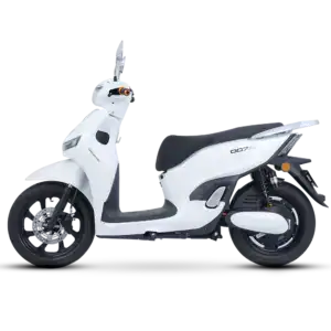 Electric scooter with autonomous driving capabilities, modern design, and eco-friendly features for urban transportation.