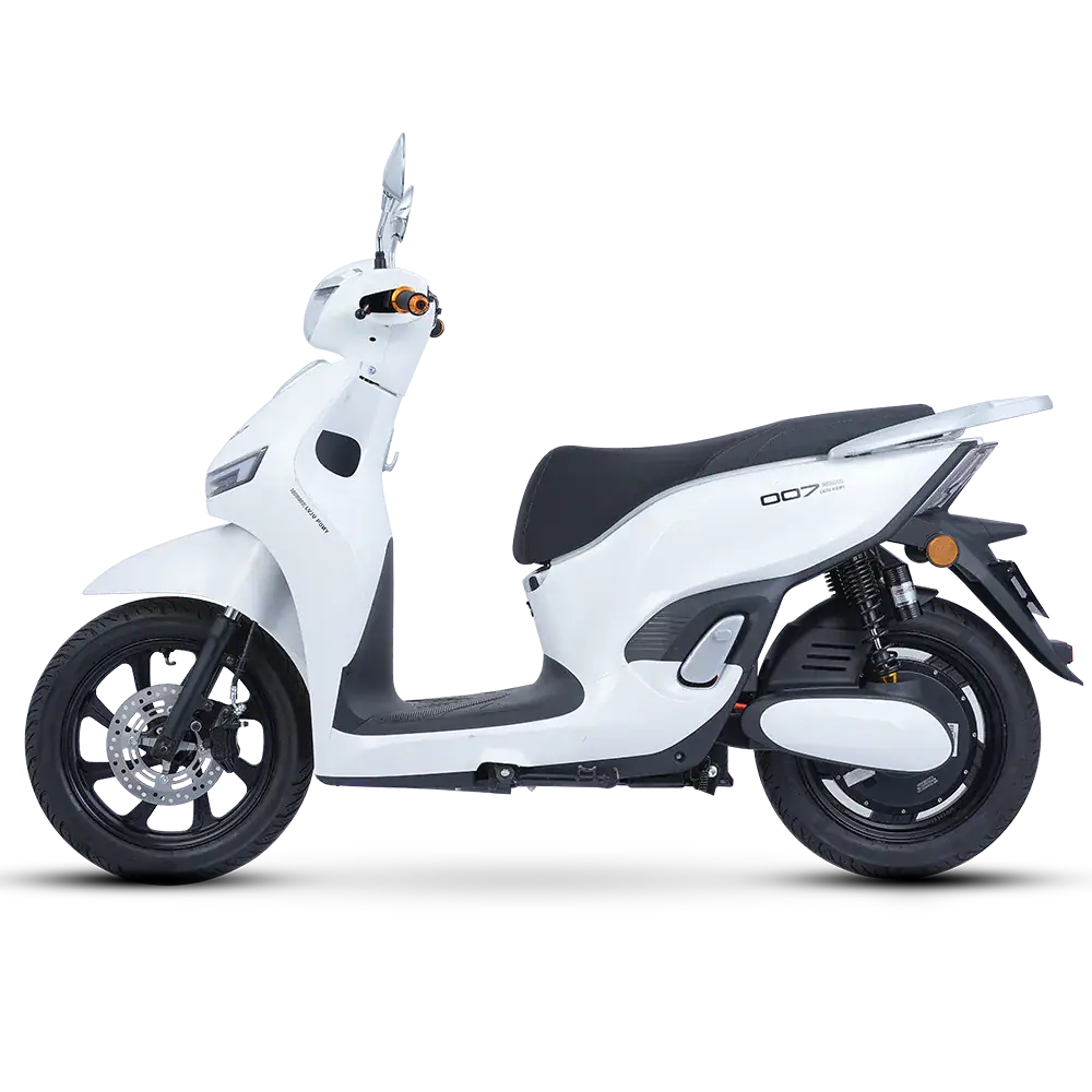 Electric scooter with autonomous driving capabilities, modern design, and eco-friendly features for urban transportation.