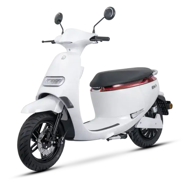 Modern white electric scooter with sleek design, ideal for urban commuting and eco-friendly transportation solutions.