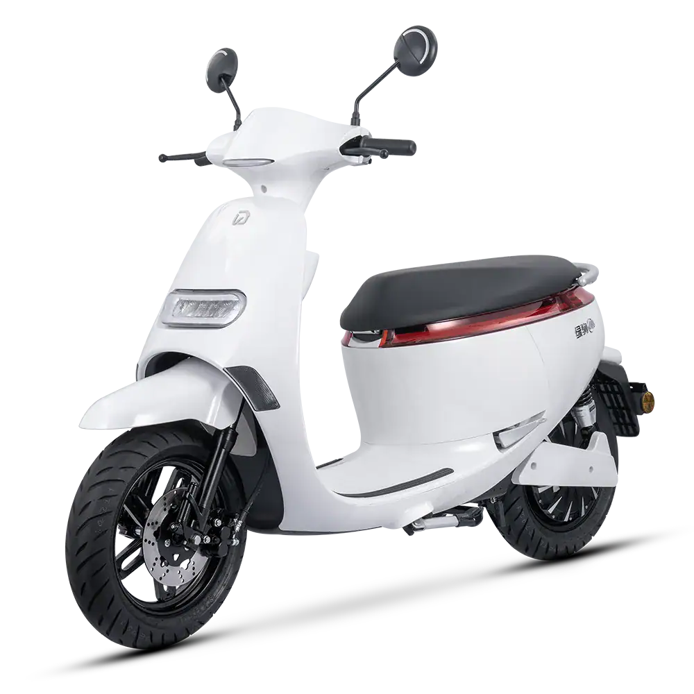 Modern white electric scooter with sleek design, ideal for urban commuting and eco-friendly transportation solutions.