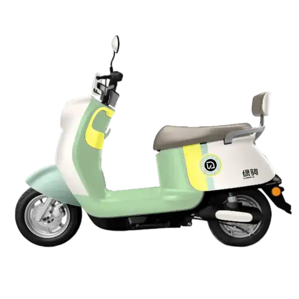 Electric scooter featuring a cloud-inspired design, ideal for eco-friendly delivery and transportation in urban environments. The scooter combines modern technology with a sleek, cloud motif, emphasiz.