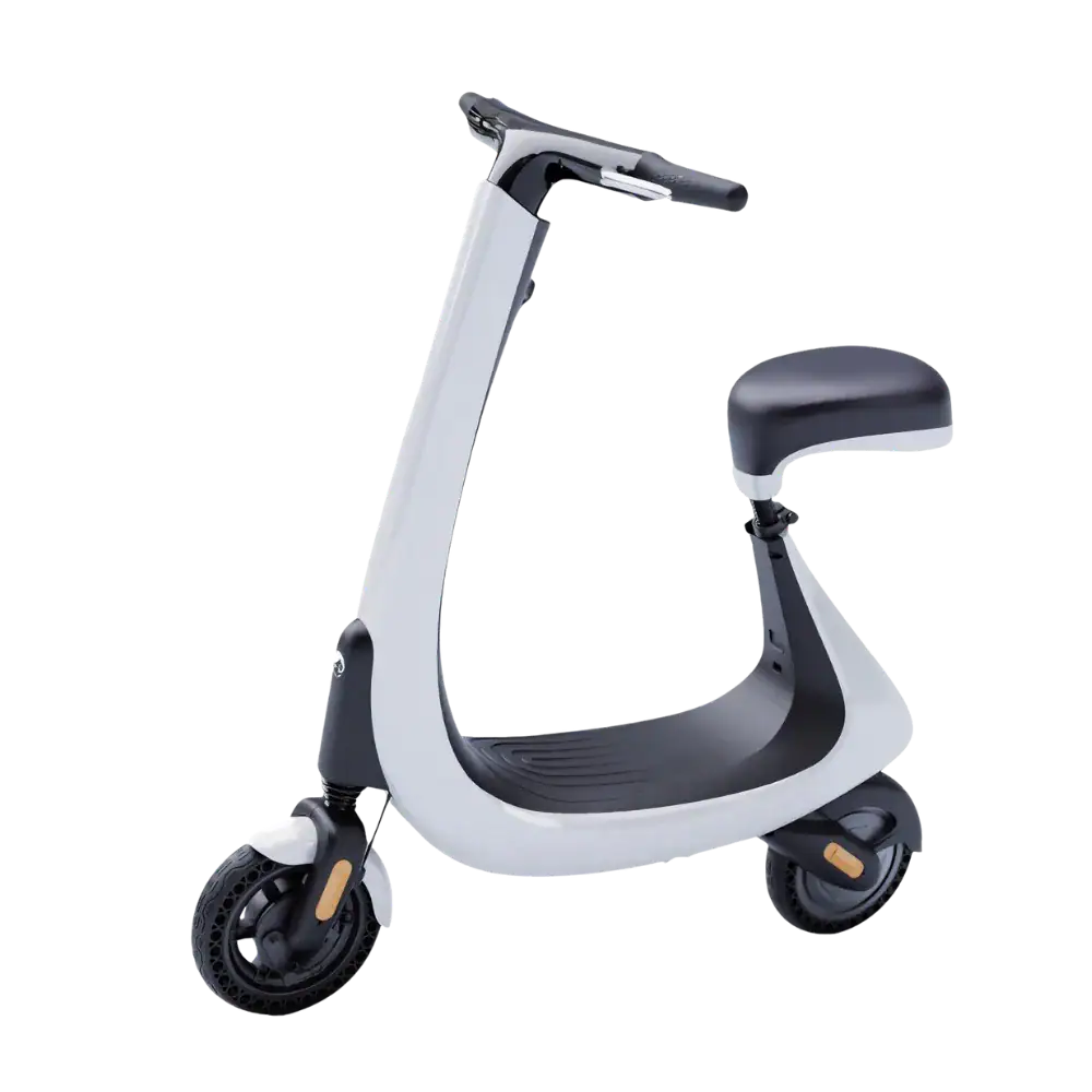Electric scooter with a sleek design, suitable for city commuting and short-distance travel. Features lightweight frame, comfortable seat, and durable wheels for smooth rides.